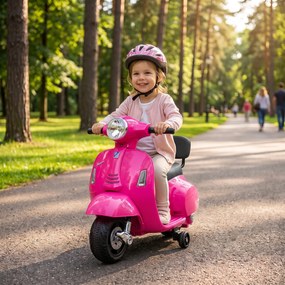 AIYAPLAY Motocicletă Electrică pentru Copii 1,5-3 Ani Mini Vespa Gts 7,2V, Roz | Aosom Romania