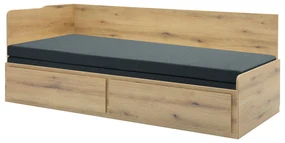 Canapea extensibilă Menetas (Stejar nisipiu + Gri închis) (cu somieră și saltea) (cu sp. depozitare). 1098585