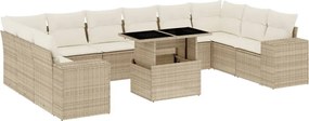 vidaXL Set canapele de grădină cu perne, 11 piese, bej, poliratan