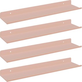 vidaXL Raft suspendat Pe perete 4 pcs Roz 40 x 9 x 2,5 cm Oțel