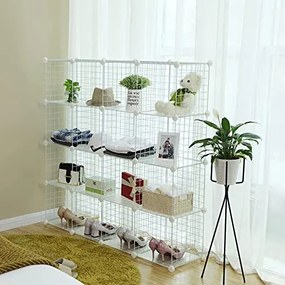 Set 16 cutii de depozitare, Songmics, Alb, 123x31x123 cm