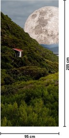 Fototapet pentru ușă - Peisaj cu lună (95x205cm)