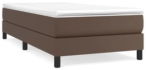 3144228 vidaXL Pat box spring cu saltea, maro, 80x200 cm, piele ecologică