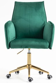 HR280K Scaun Verde din Catifea cu Bază Aurie