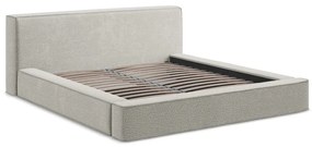 Pat dublu tapițat gri deschis cu spațiu de depozitare cu grilă 160x200 cm Noho - Makamii