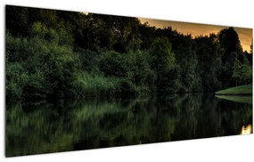 Tablou cu lac în pădure (120x50 cm)