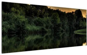 Tablou cu lac în pădure (120x50 cm)
