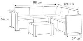 Set de mobilier de grădină de colț City Big cu 7 locuri, grafit