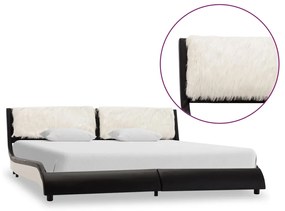 Cadru de pat, negru si alb, 150x200 cm, piele ecologica Alb si negru, 150 x 200 cm