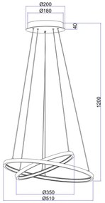 Lustră LED pe cablu Globo 67192-42B RALPH 2xLED/21W/230V