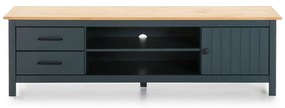 Masă TV albastru-închis din lemn masiv de pin 158x47 cm Miranda – Marckeric