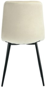 Set de 4 scaune tapițate în catifea twill pentru sala de mese cu spătar, structură din metal, 45x40x86 cm, Bej