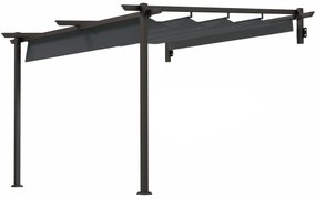 Outsunny Pavilion, 3 x 3 m Pergolă, Acoperiș de terasă rezistent la vânt, Montare pe perete, Acoperiș ajustabil, pentru grădină, terasă, Gri închis | Aosom Romania