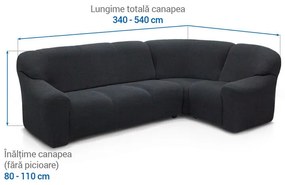 Huse super elastice HARMONIA antracit colțar (l. 340 - 540 cm)