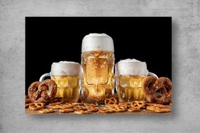 Tapet Premium Canvas - Covrigi bavarezi cu bere la halba