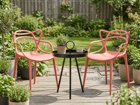 Set de gradina KATO SIRVON - 2 scaune si masuta rotunda, negru/coral