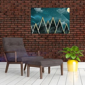Tablou - Lună plină deasupra munțiilor aurii (90x60 cm)