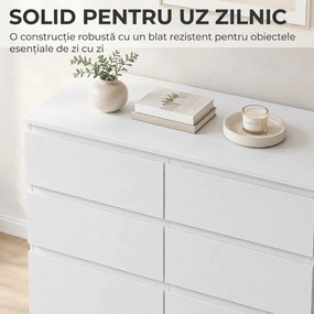 HOMCOM Comodă modernă cu 8 sertare, 120 x 39 x 100 cm, albă | Aosom Romania