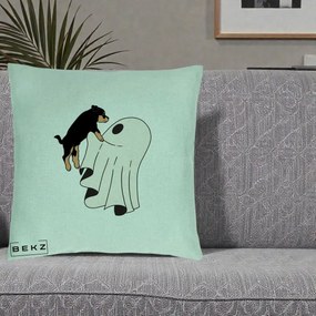 Perna Decorativa Caine Rottweiler Fantoma Halloween, 40x40 cm, Verde Menta, Husa Detasabila, Perna Inclusa, BEKZ®