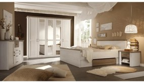 Set dormitor LUMERA, pin alb/stejar sonoma, PAL laminat, cu pat 180x20