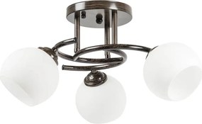 Lustra Ramona Wenge cu 3 Abajururi Albe 44cm, Design Modern pentru Sufragerie, corp iluminat elegant cu soclu E27 eficient energetic si durabil