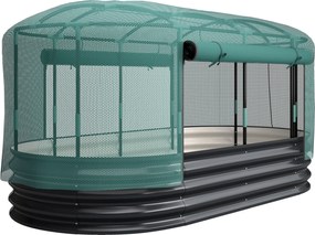 Outsunny Pat pătrat pentru grădină cu cușcă de protecție, jardiniere ridicată din oțel galvanizat, 180 x 90 x 93 cm, gri și verde | Aosom Romania