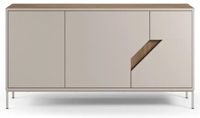 Comodă crem/în culoare naturală cu aspect de lemn de stejar 150x80x40 cm Lilou – Marckeric