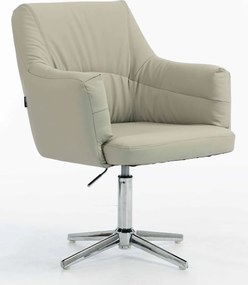 HR840CROSS Scaun Culoarea Inului Piele Ecologica Premium Soft cu Bază Cromata