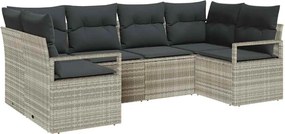 vidaXL Set de canapele pentru grădină 6 pcs Gri deschis poliratan