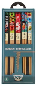 Set de bețe chinezești în culoare naturală din lemn 5 buc. Japanese Heritage – Rex London