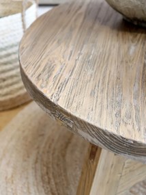 Masuta de cafea, rotunda, din lemn reciclat, aspect rustic, Marseille