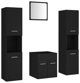 3071037 vidaXL Set mobilier de baie, negru, lemn prelucrat