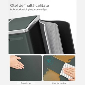 Coș de reciclare SORT 54 l (3×18 l), antracit/argintiu SongmicsHome