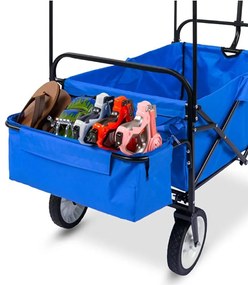 Carucior pliabil cu acoperis, tras-impins, albastru inchis