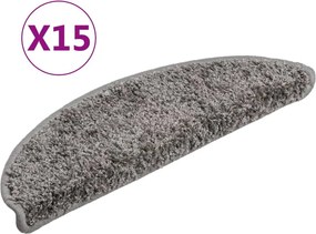 vidaXL Covorașe pentru scări, 15 buc., 56x17x3 cm, gri, semirotunde