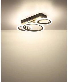 Plafoniera LED CCT BLEVINS riflaj MDF cu efect de lemn
