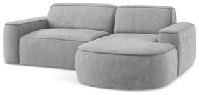 Colțar gri deschis cu tapițerie din chenille (cu colț pe partea dreaptă/cu șezlong) Omao – Makamii