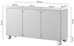 Comodă Sonatia II 150 cm pe picioare tip bile - olive