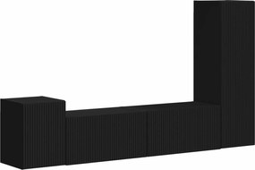 vidaXL Set comodă TV Pe perete 4 pcs Negru Lemn compozit