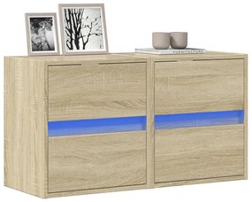 vidaXL Comodă TV de perete cu LED, 2 buc. stejar sonoma, 41x31x45 cm