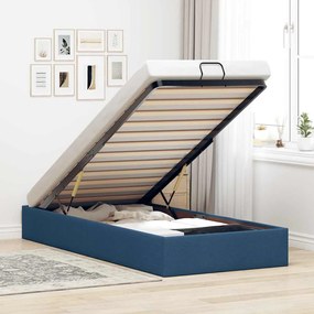 vidaXL Cadru de pat otoman fără saltea țesătură albastră 90x200 cm