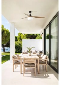 FARO 34360WT-11L-Ventilator de tavan OUTWOOD L 1xE27/15W maro/negru Ø150 cm WT IP44+telecomandă