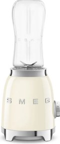 Blender Smeg PBF01CREU, 300 W, 2 x 600 ml, 20 000–24 000 rpm, Baza antiderapanta, Fara BPA, Otel inoxidabil, Crem