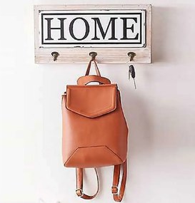 Cuier hol cu 3 agatatori din lemn Home Homs, 35 x 25 cm, maro rustik