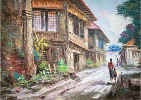 Tablou pe sticlă - Satul filipinez, Asia (70x50 cm)