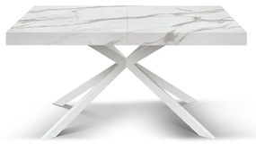 Masa extensibila SPIDER, blat ALB MARMORAT - 140 cm / 90 / h 77 - ALB