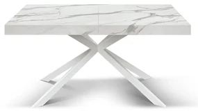 Masa extensibila SPIDER, blat ALB MARMORAT - 140 cm / 90 / h 77 - ALB