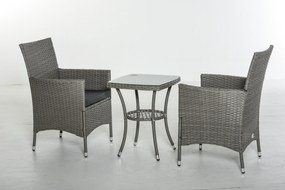 Set de mobilier de balcon Outsunny pentru 2 persoane, Set de scaune din ratan, Set de mobilier de grădină Polyrattan, Gri închis | Aosom Romania