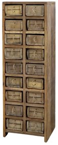 Comoda vintage din lemn reciclat, cu 18 sertare, Grimaud