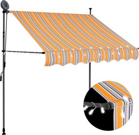 vidaXL Copertină retractabilă manual cu LED, galben & albastru, 100 cm